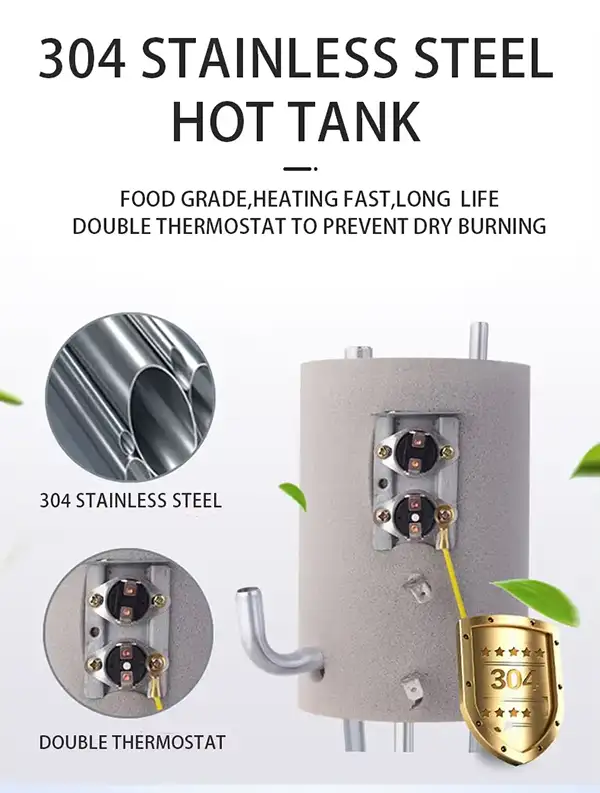304 stainless steel hot water tank and safety sensors